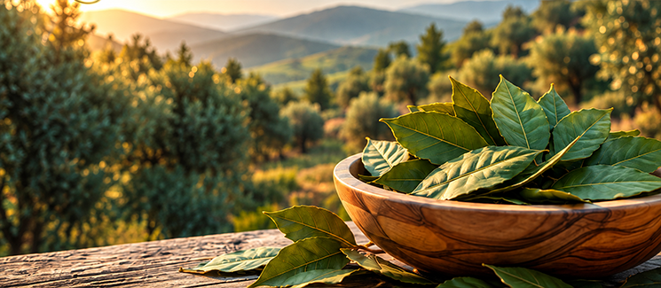 Natural Laurel Leaves in Bowl